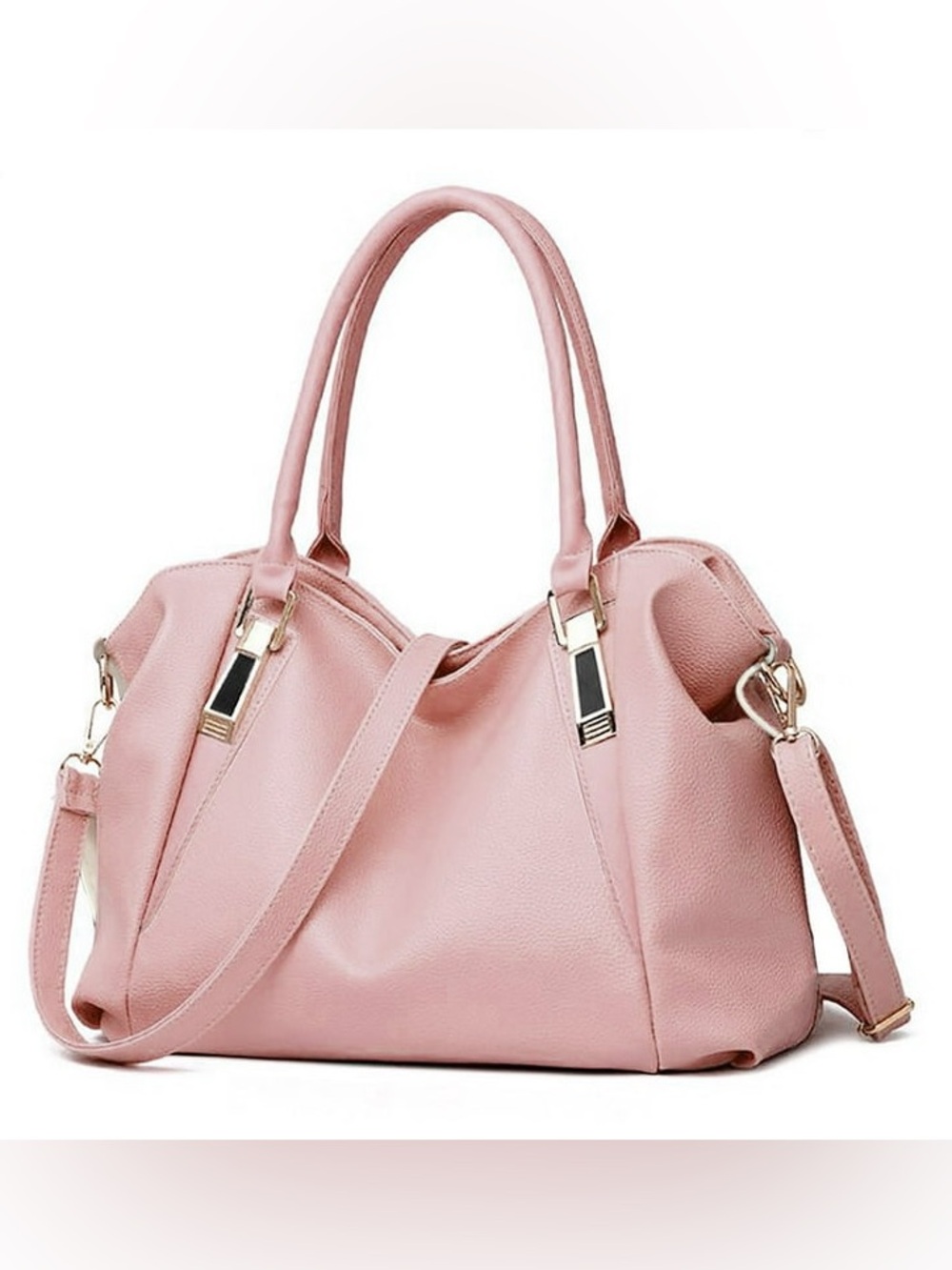 Pink faux leather shoulder bag
